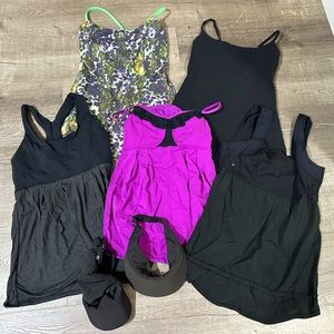 Lot of 5x Lululemon tank tops, hat, visor, and 1x Armani Exchange AX jacket